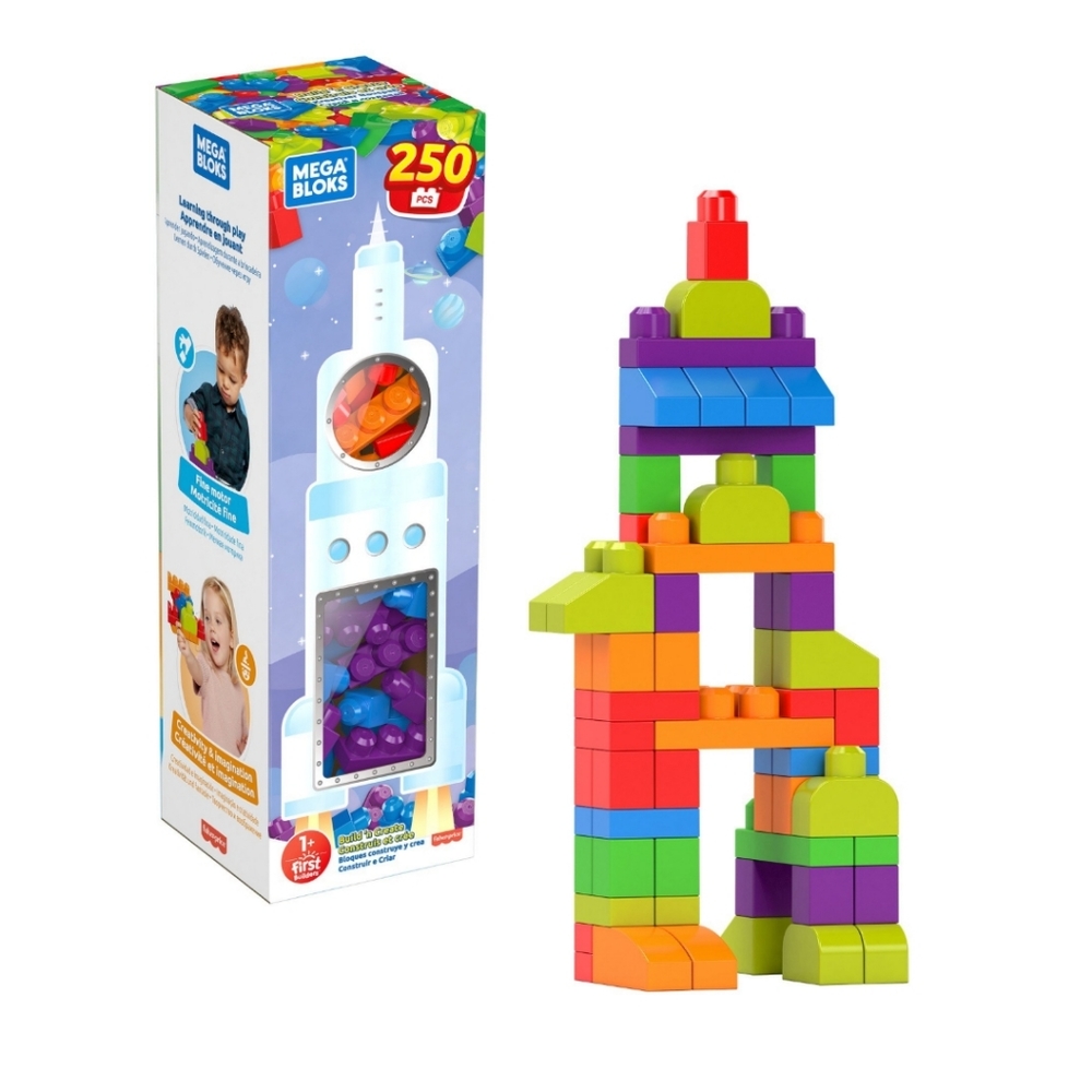 Mega Bloks 250 Blocks Build N Create Set Colorful Building Toddler Toy